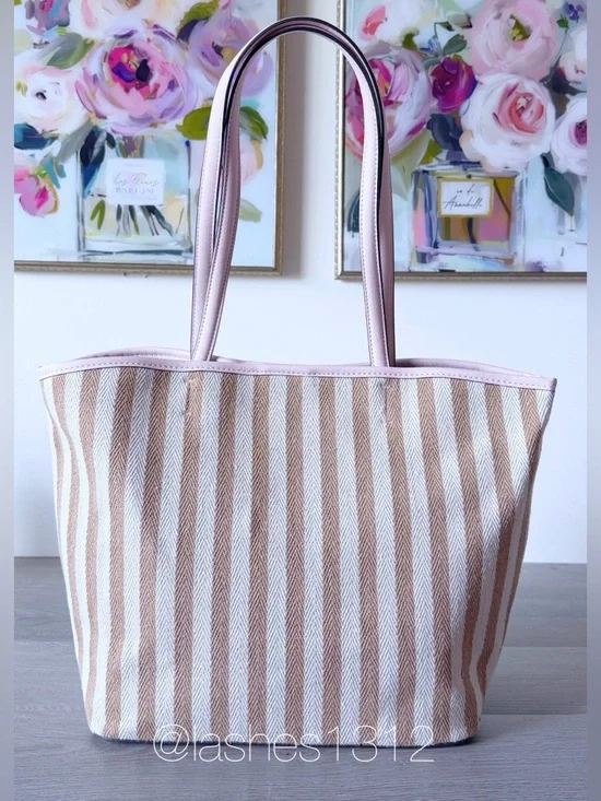 JUICY COUTURE Bag Free to Be Juicy Striped Tote - Pink Beige Tan - Picture 5 of 8